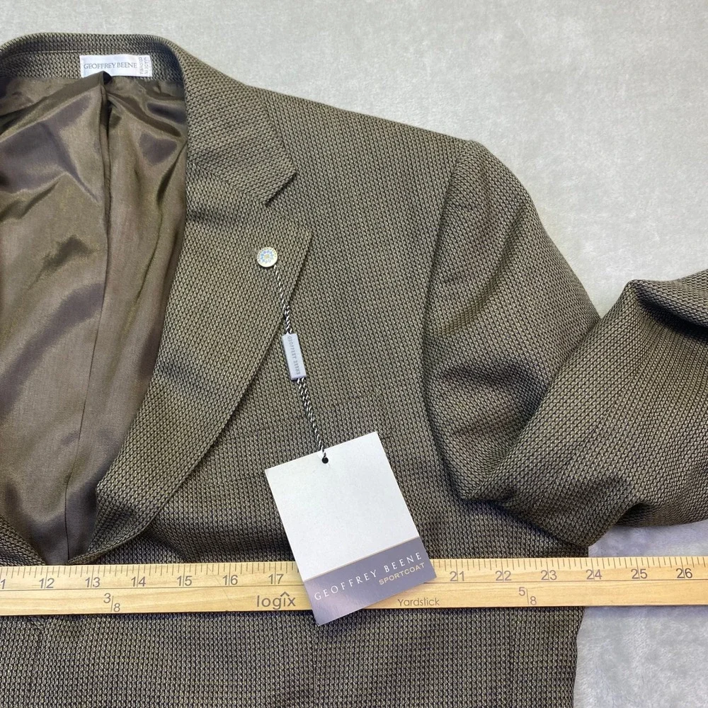 Geoffrey Beene Mens 44R Brown Wool Sport Coat Blazer Estate G471 Micro Check NWT